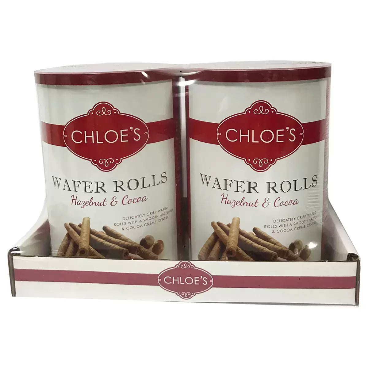 Chloe's Hazelnut & Cocoa Wafer Rolls – 2 x 400g – Pack Display