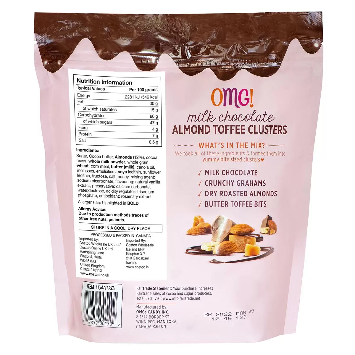 Crunchy clusters with almonds, toffee, and crispy wafers