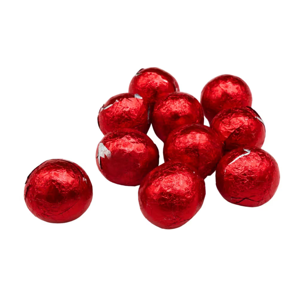 Red foil chocolate balls for wedding favours and events