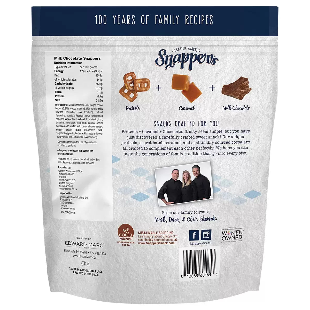 Crunchy pretzels coated in smooth milk chocolate and caramel