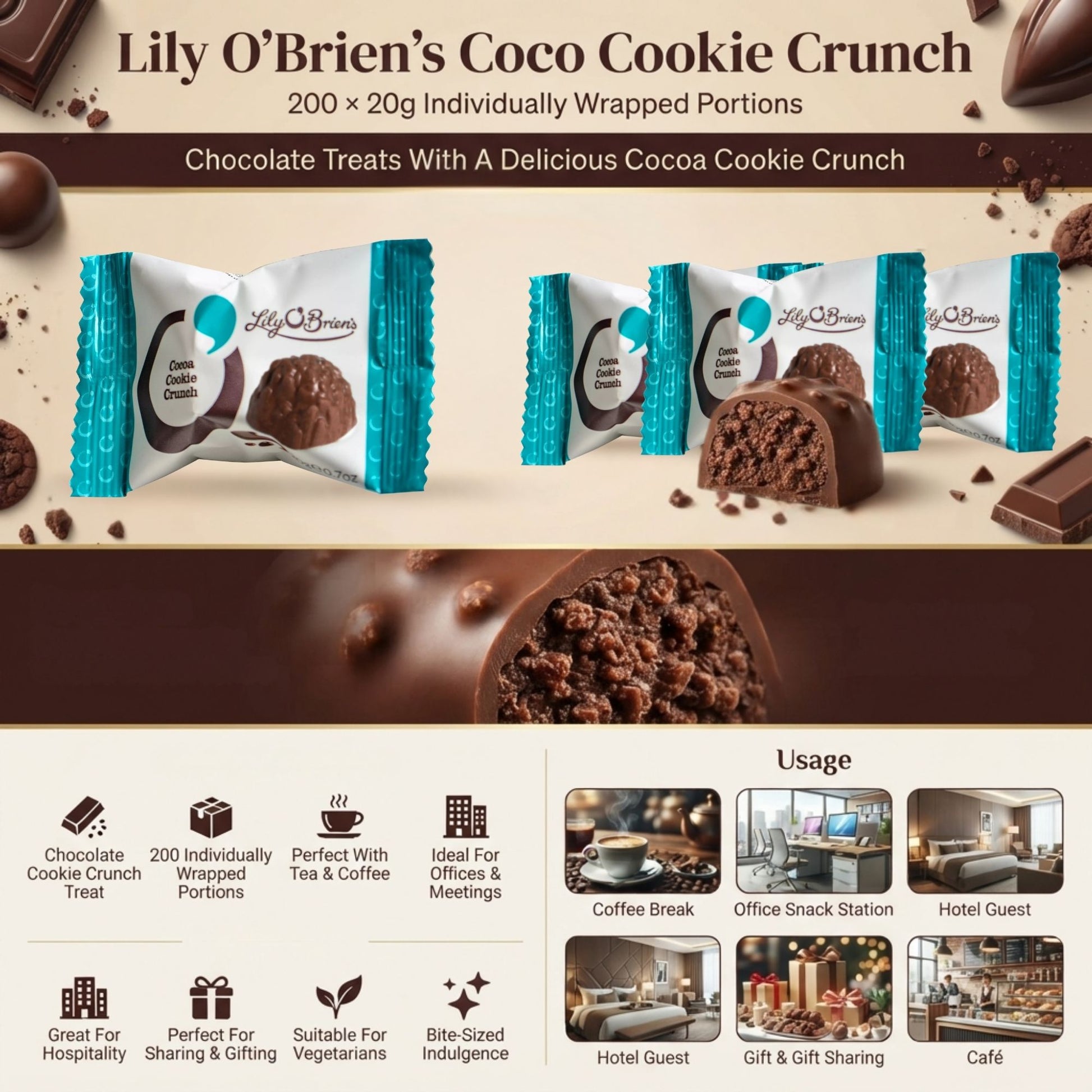 Lily O'Brien's vocoa cookie crunch confectionery