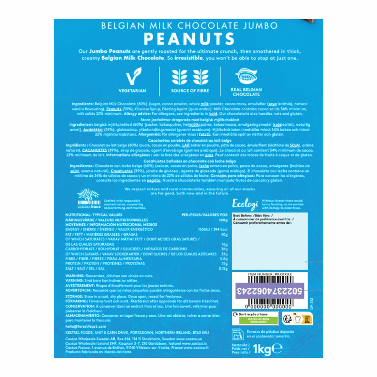 Roasted peanuts coated in smooth Belgian milk chocolate