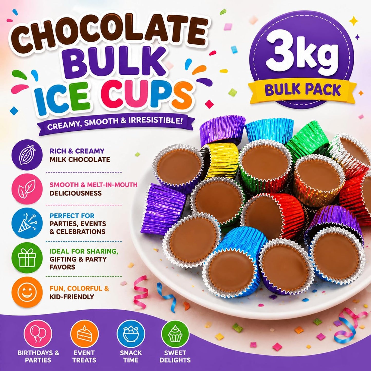 Chocolate Icy Cups Drum 3kg
