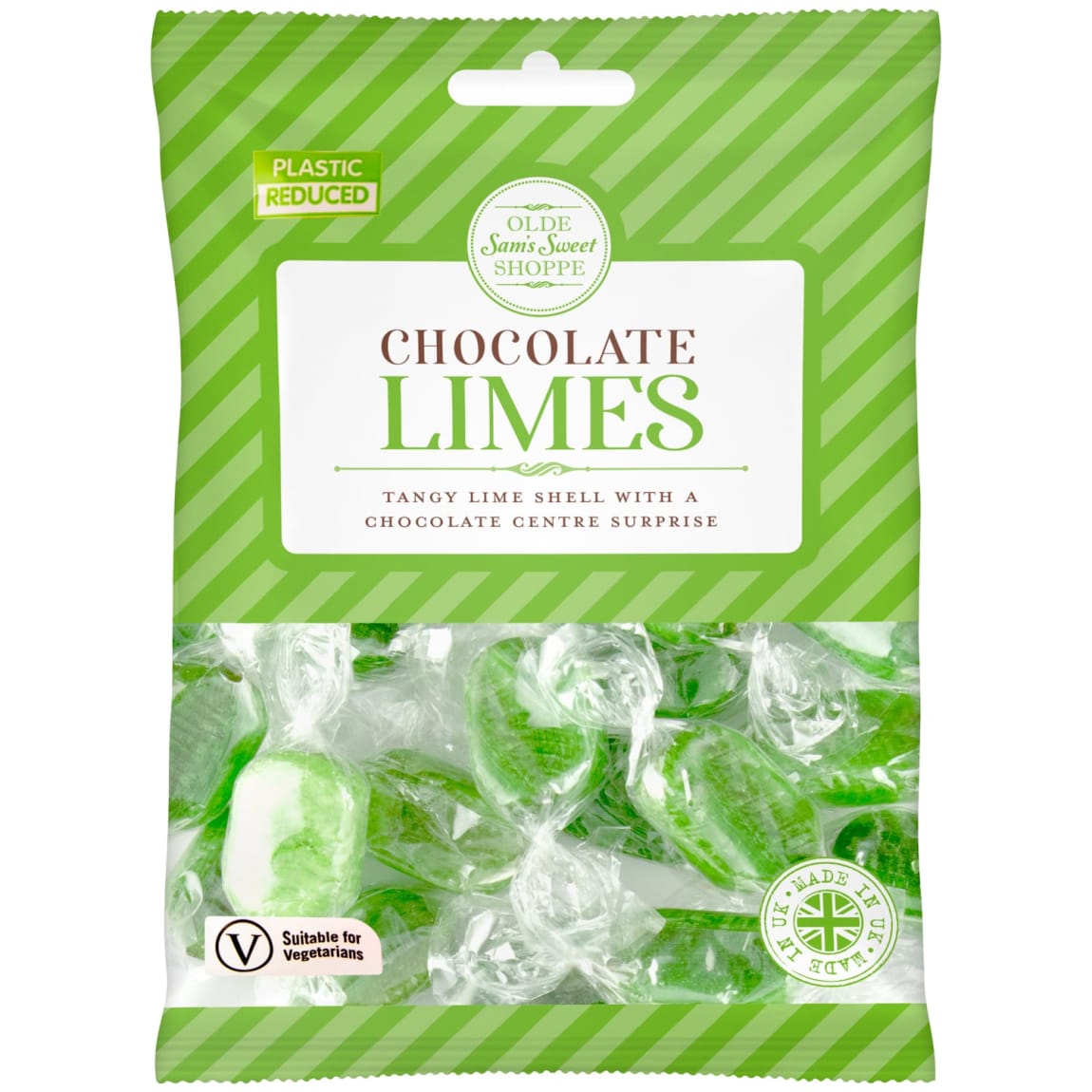 Chocolate Limes 170g bag of tangy lime shell sweets with chocolate centre