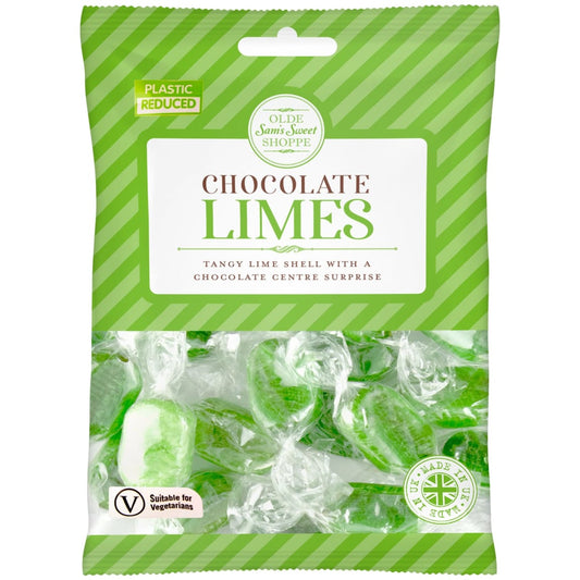 Chocolate Limes 170g bag of tangy lime shell sweets with chocolate centre