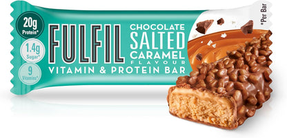 Indulgent chocolate salted caramel protein bar by FULFIL