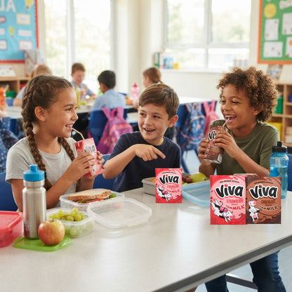 Individual 200ml milk cartons with straws