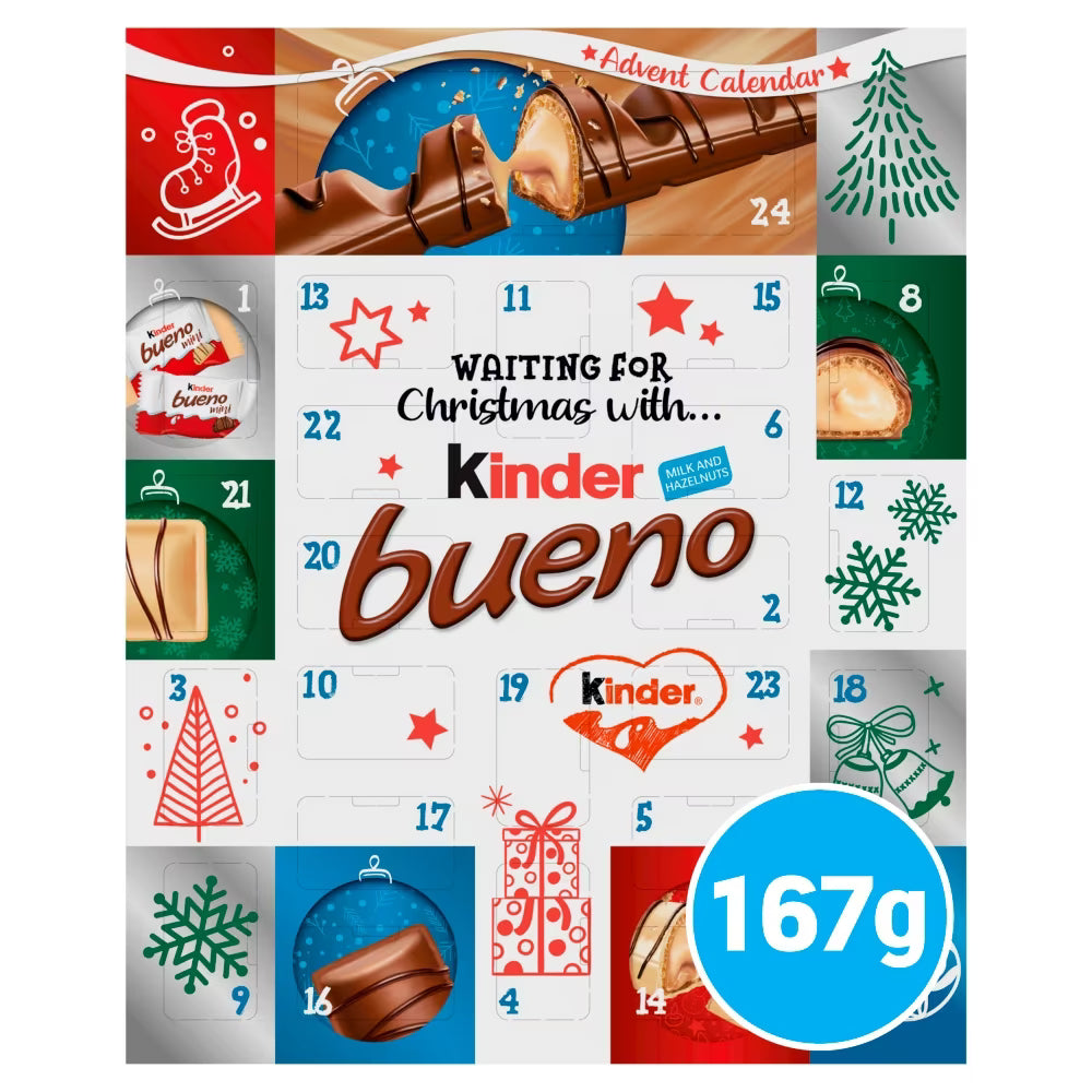Christmas countdown calendar filled with Kinder Bueno chocolates