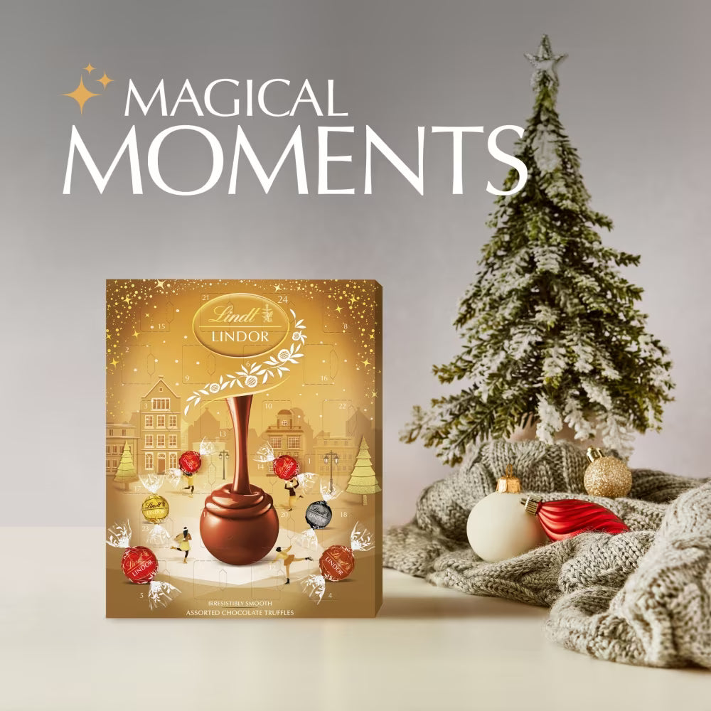 Assorted Lindt Lindor truffles in gold Advent Calendar 233g