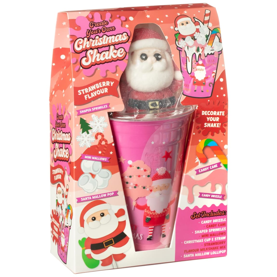 Santa Strawberry Christmas Milkshake DIY set with cup and straw