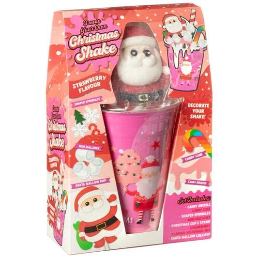 Santa Strawberry Christmas Milkshake DIY set with cup and straw