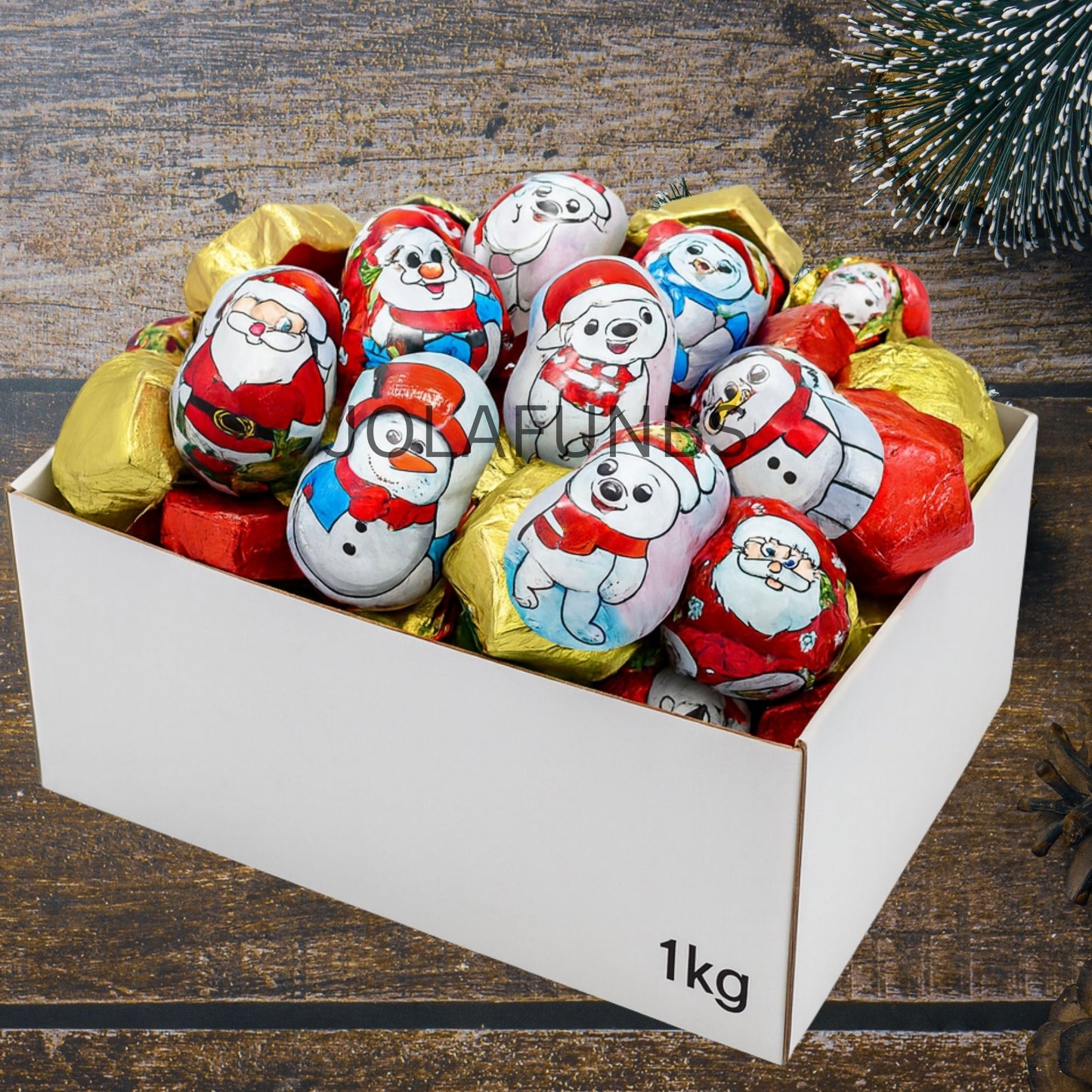 Praline-filled milk chocolates in 1kg Christmas assortment
