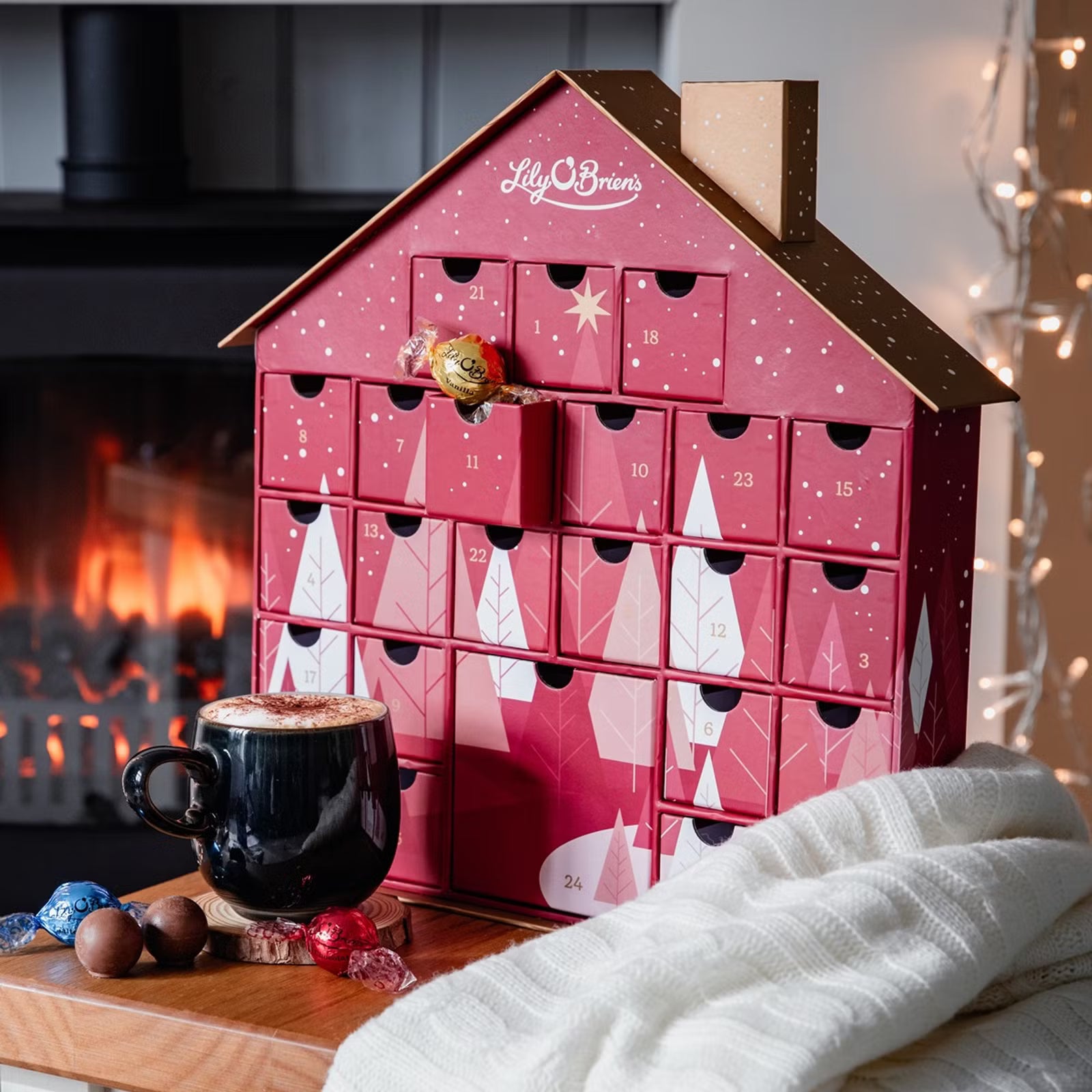 Delicious holiday advent chocolate box with 29 assorted gourmet truffles