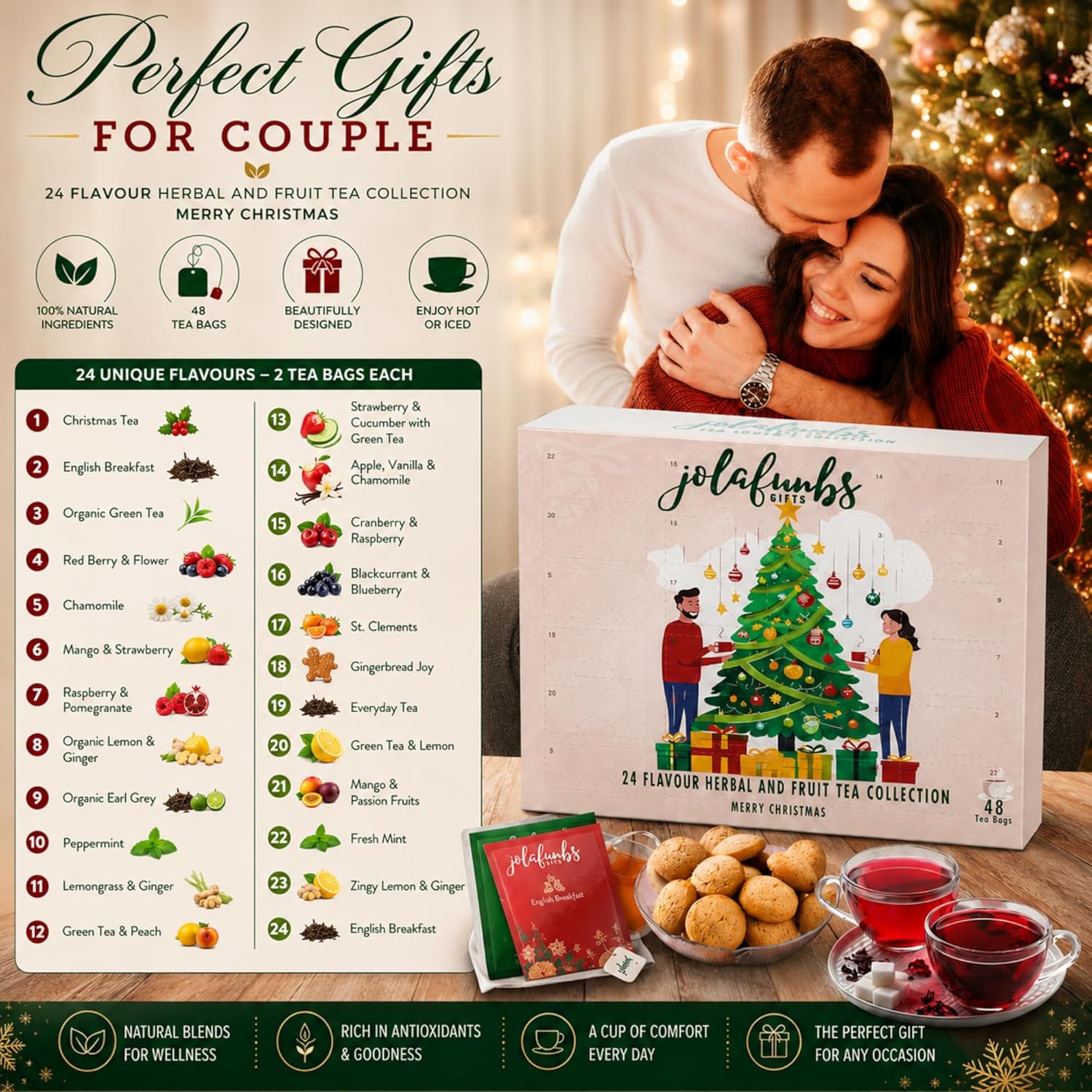 Herbal and fruit tea selection gift set for Christmas countdown