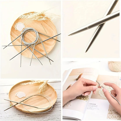 80cm stainless steel knitting needles