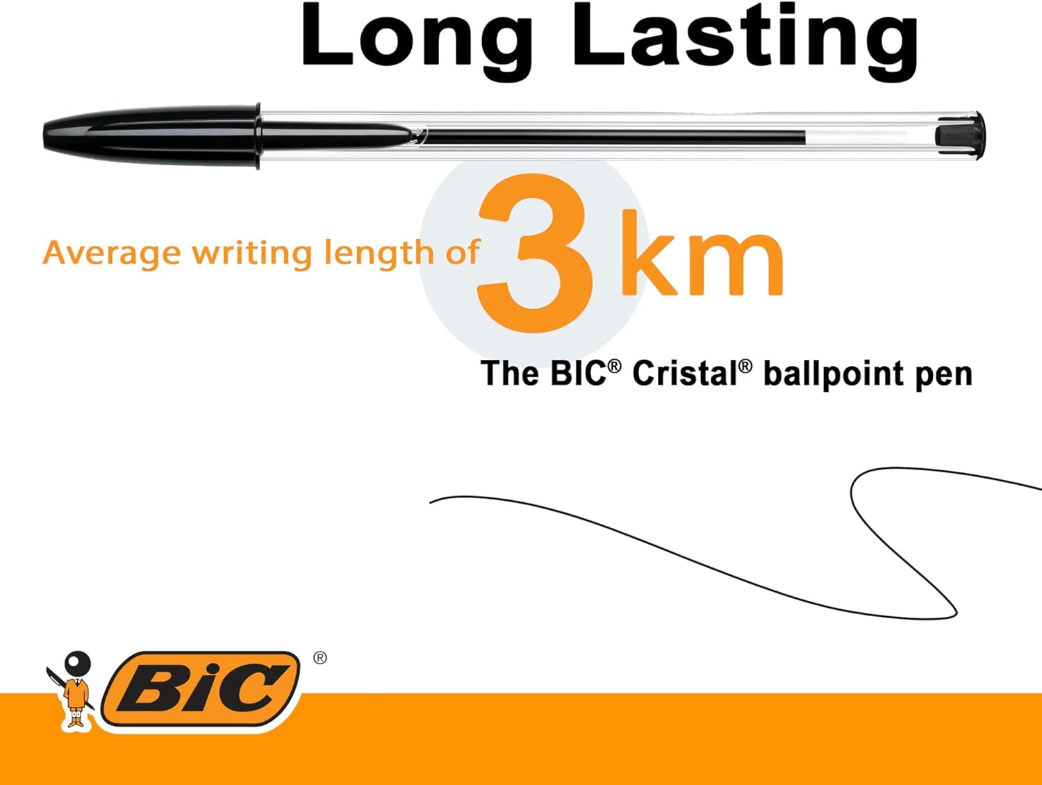 Clear barrel Bic pens with visible ink level