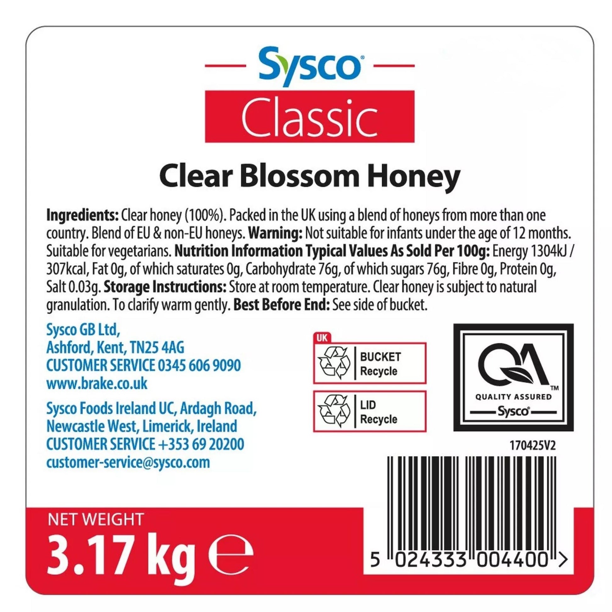 Sysco Classic honey for professional kitchens