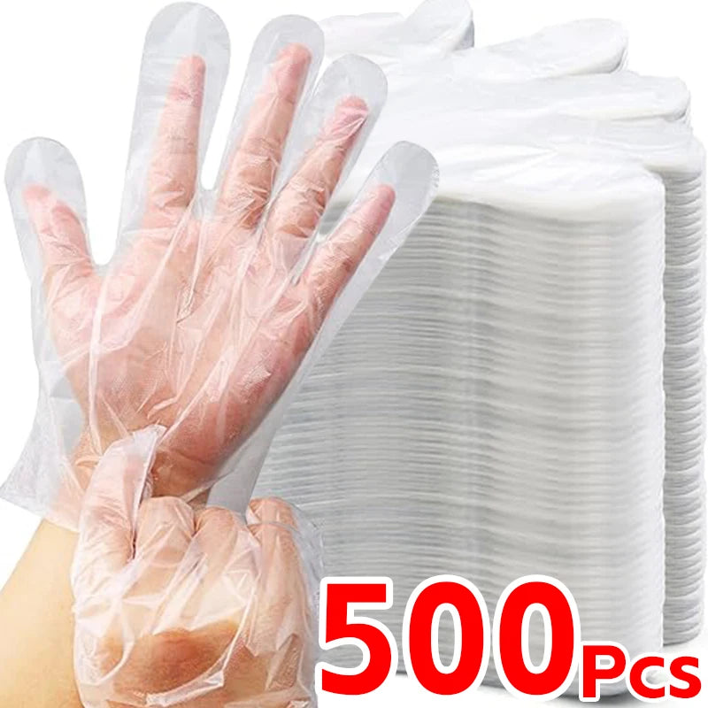 Clear disposable gloves for household cleaning