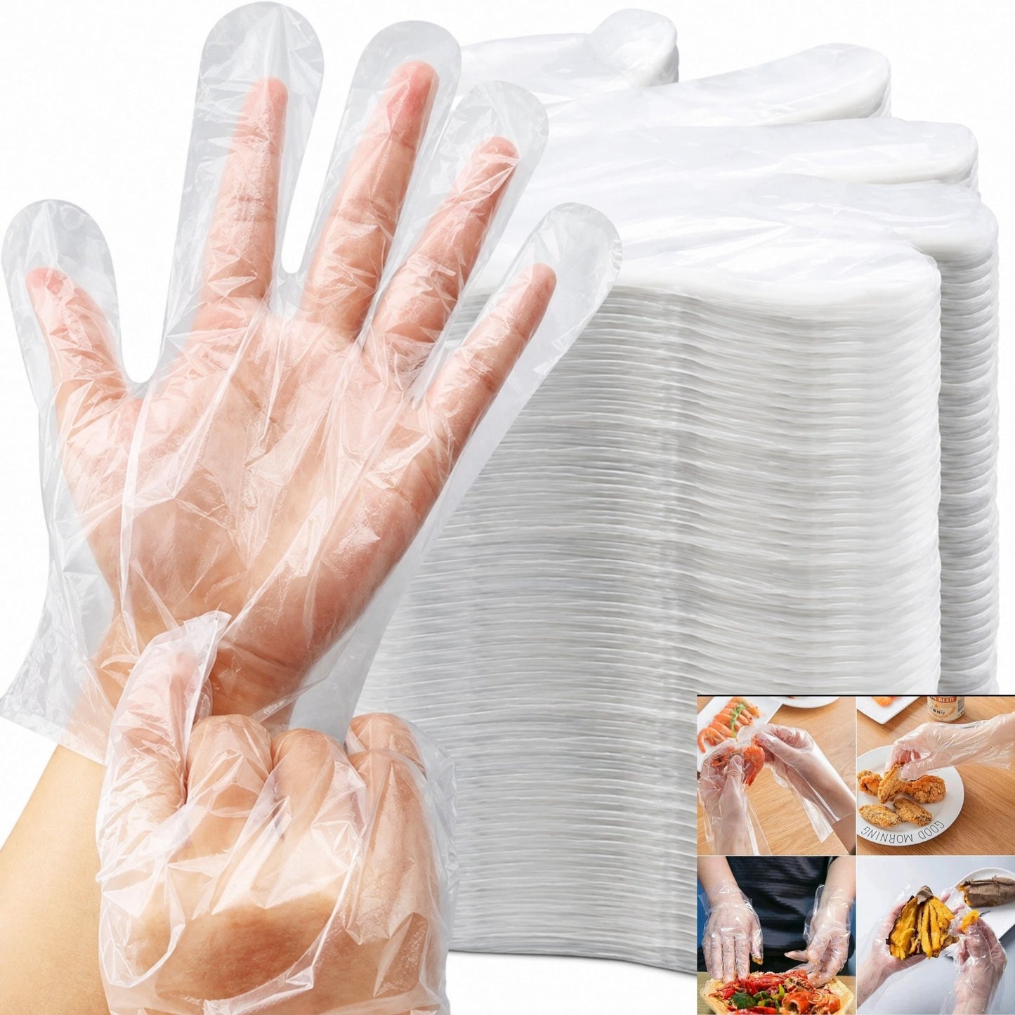 Clear gloves for food preparation and cooking