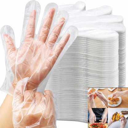 Clear gloves for food preparation and cooking