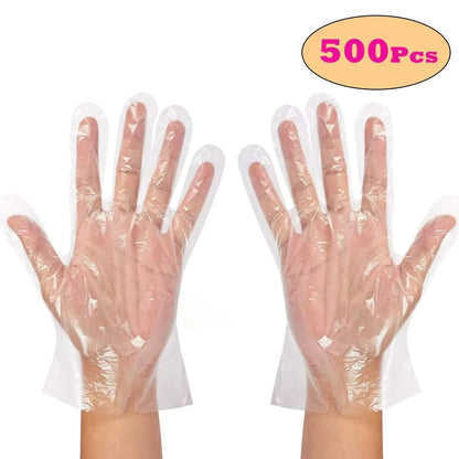 Clear single-use plastic gloves for everyday use