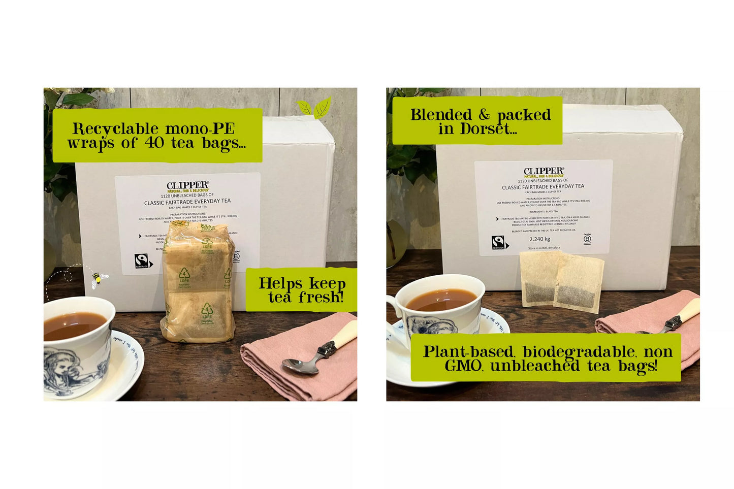 Large box Clipper tea bags for offices and catering