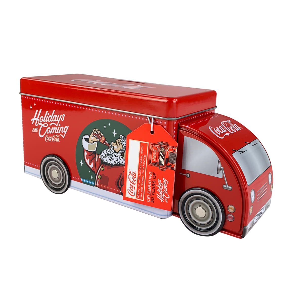 Coca-Cola Gift Tin Truck with 150ml can, glass, and key ring
