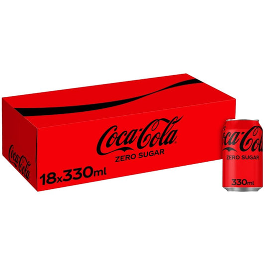 Coca-Cola Zero Sugar 18 x 330ml cans soft drink pack
