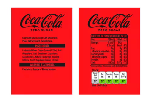 Refreshing Coca-Cola Zero Sugar served chilled