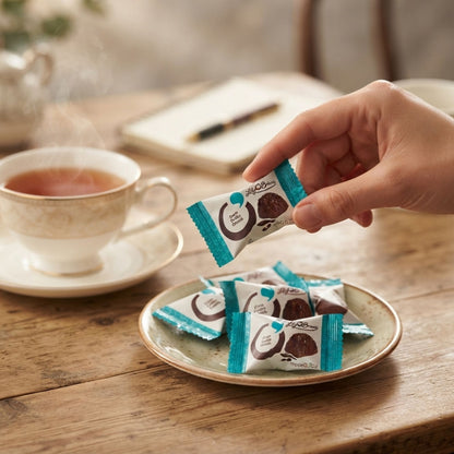 Chocolate treats with crispy cookie centre
