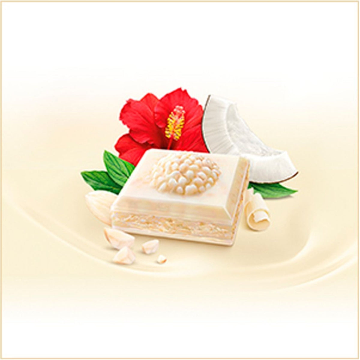 White chocolate with coconut and almond filling