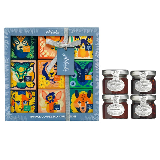 Coffee and Tiptree jam gift set with 9 coffee flavours