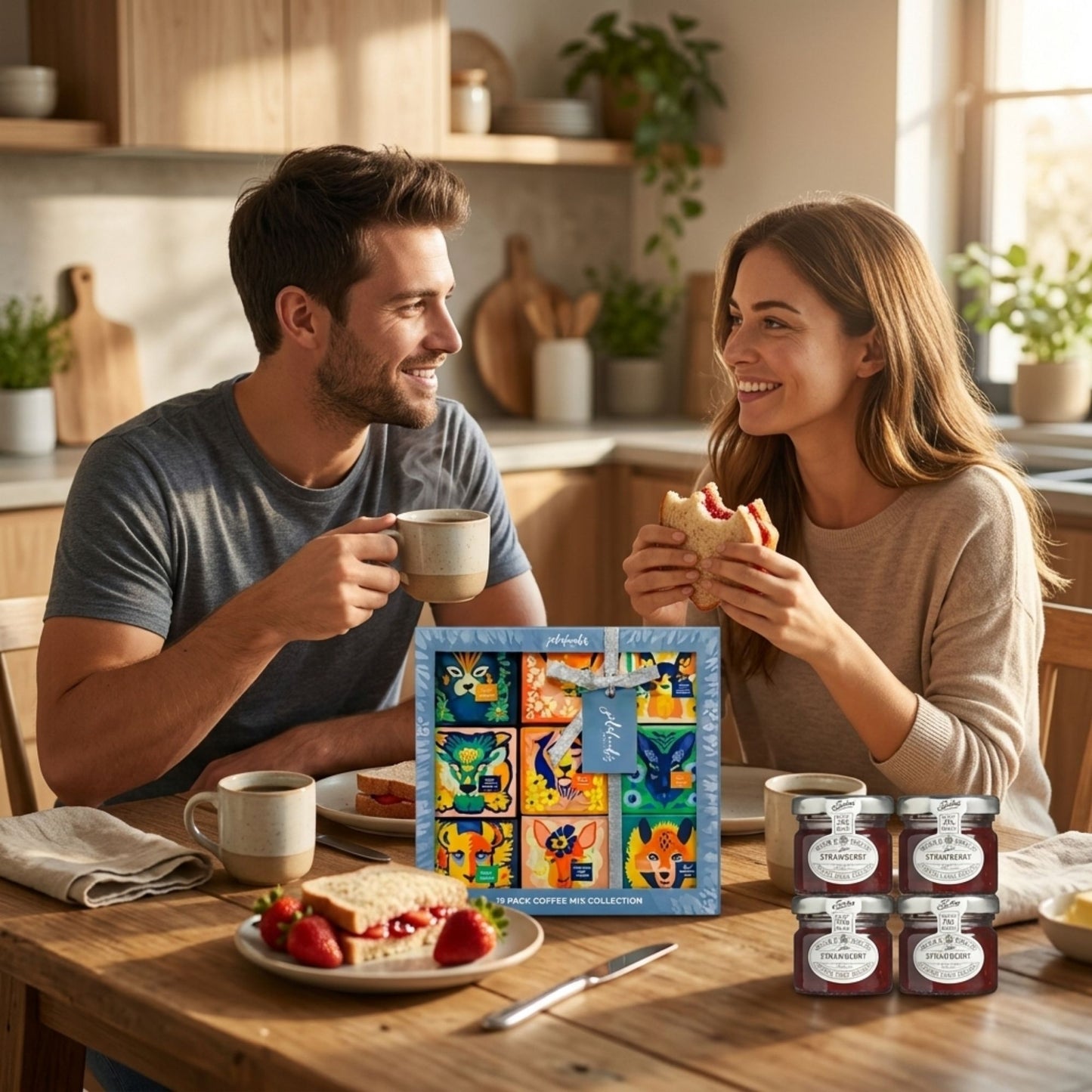Coffee and fruit preserve gift box for breakfast lovers