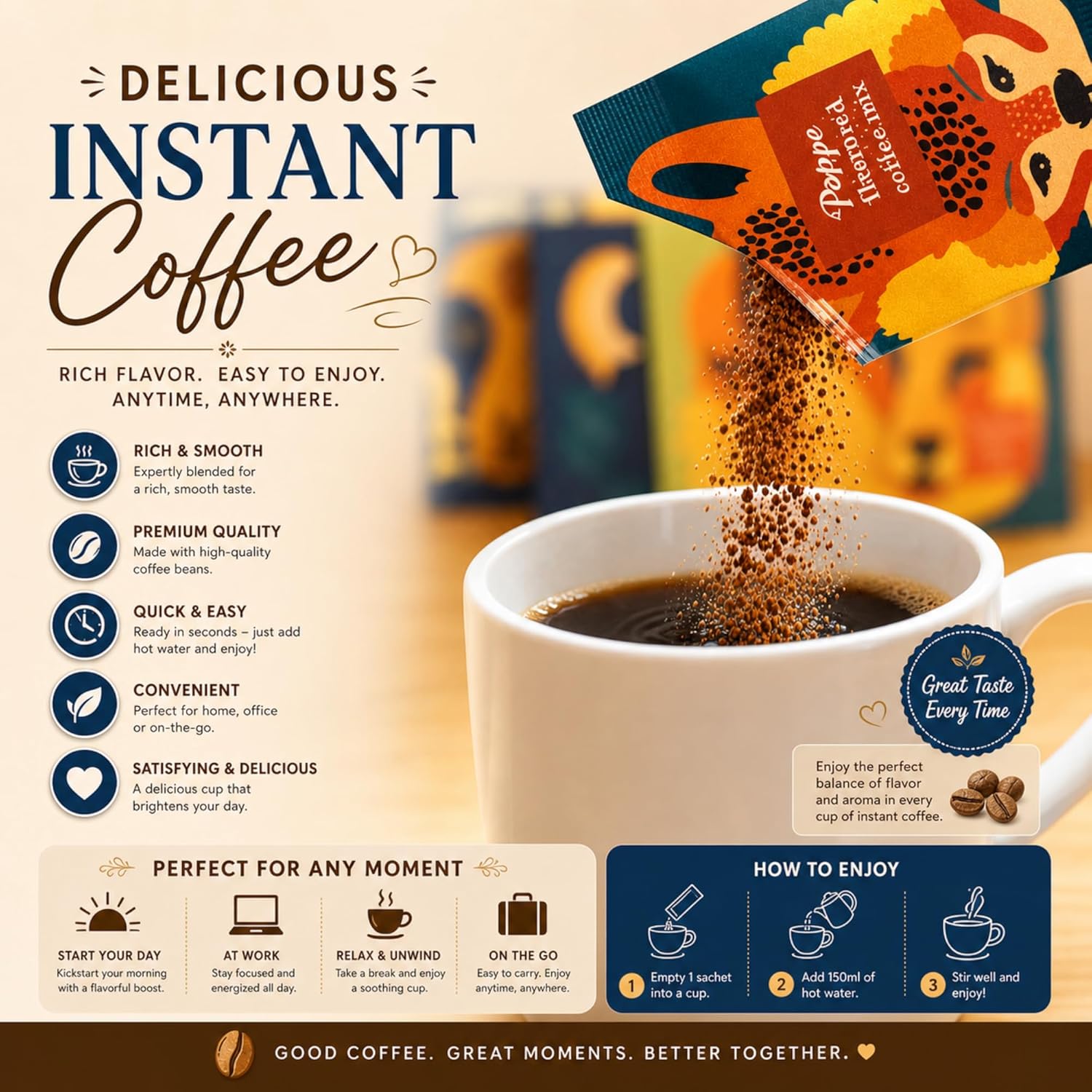 Multi-pack café inspired sachet box for corporate distribution