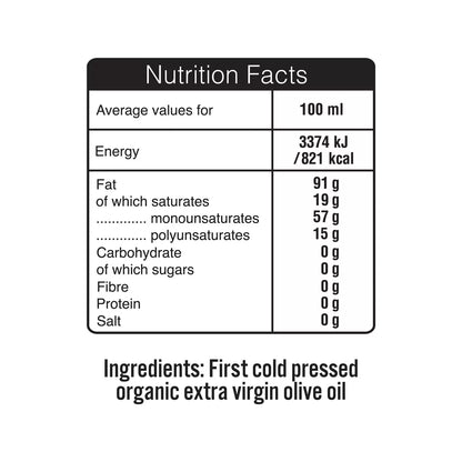 Cold-pressed olive oil for salads and roasted vegetables