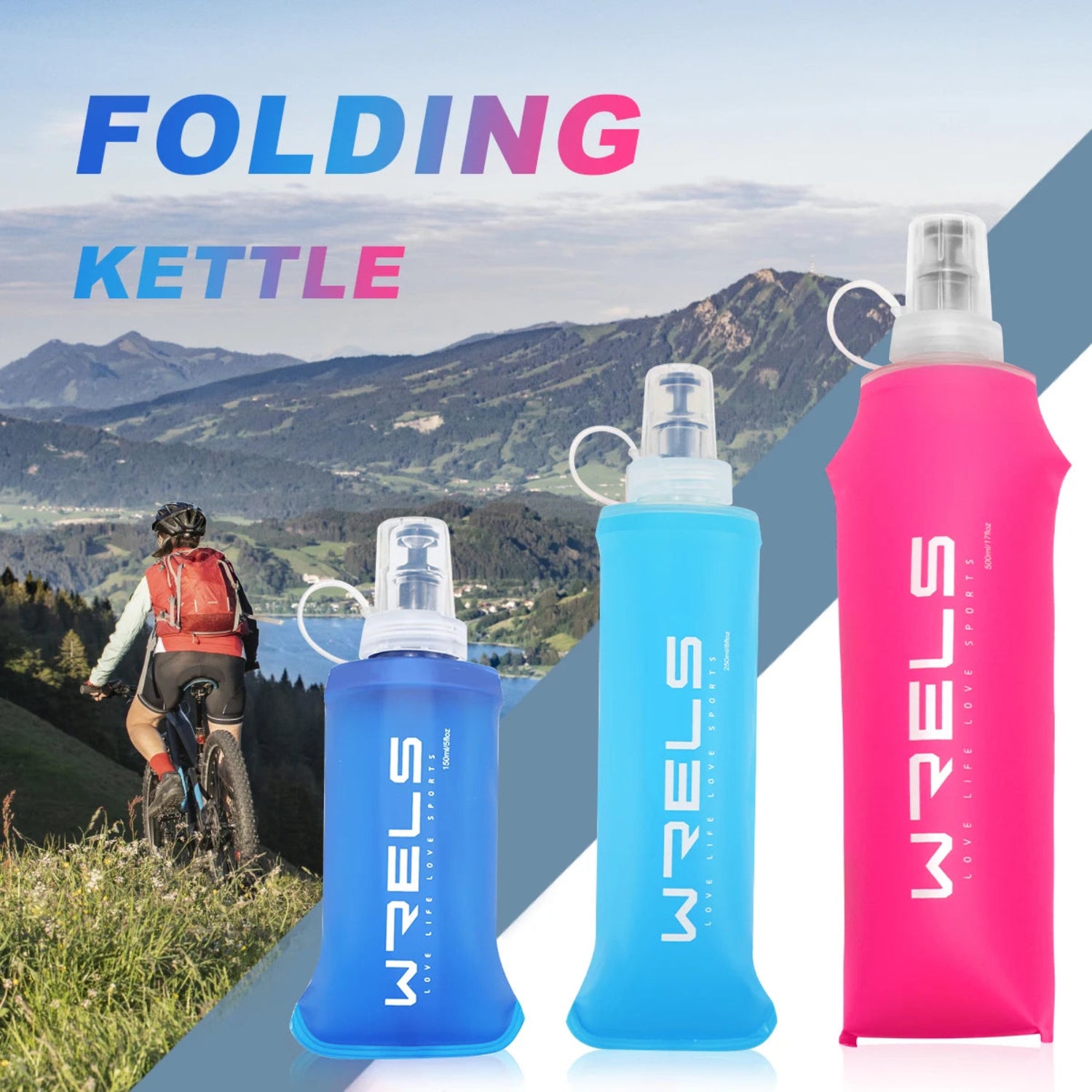 Collapsible Silicone Sports Water Bottle 150ml to 500ml