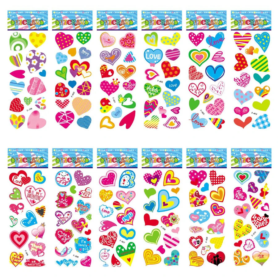 Kids craft sticker set with playful cartoon characters