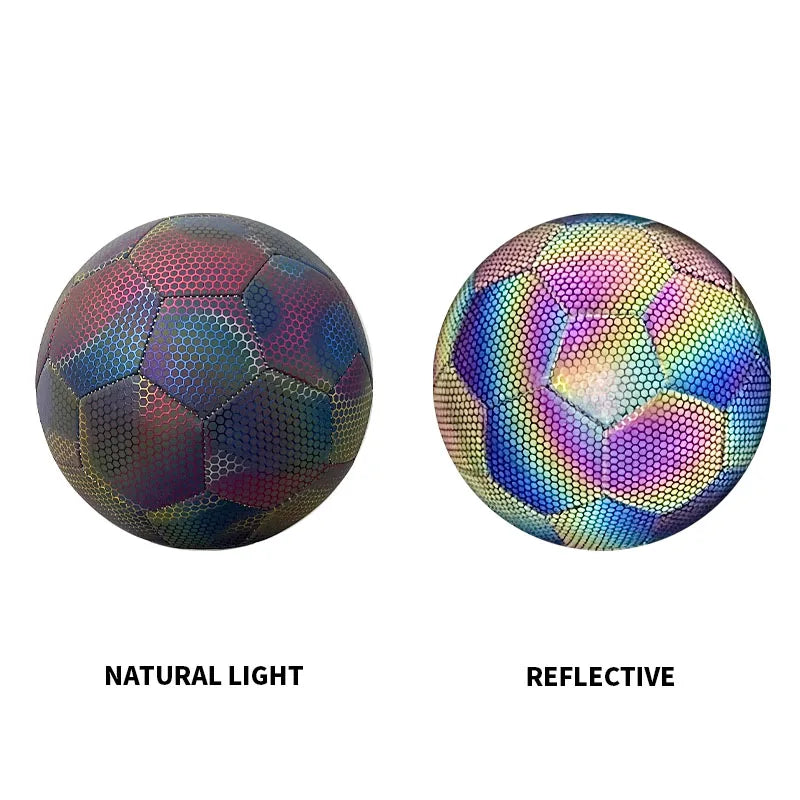Reflective soccer ball for low light visibility