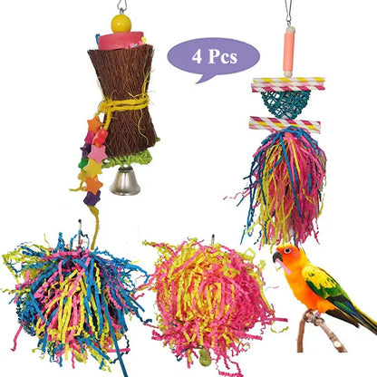 Cage hanging foraging toys for parrots
