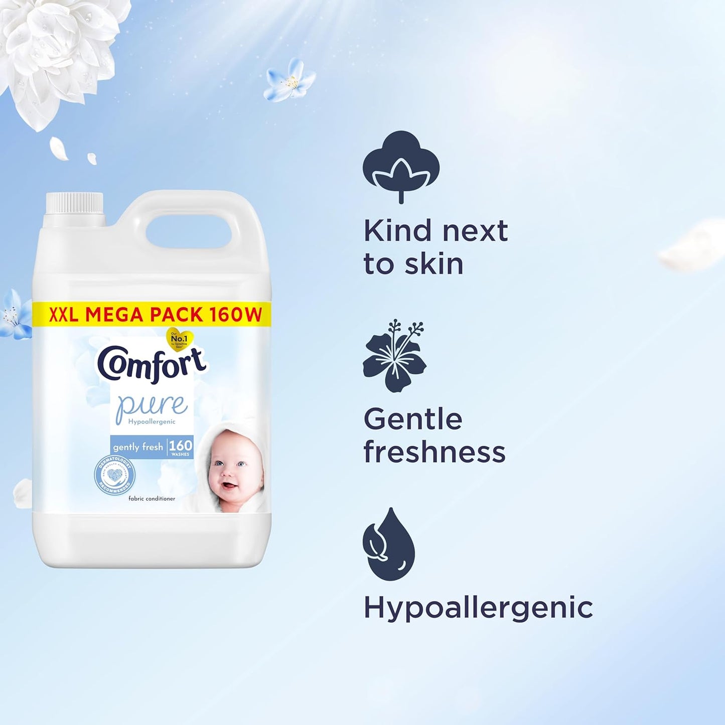 Comfort Pure 4.8L laundry fabric conditioner sensitive skin formula