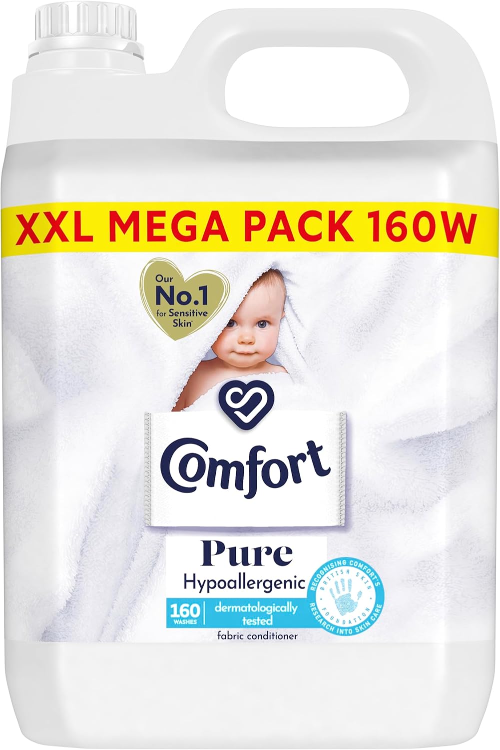  Comfort Pure Sensitive Fabric Conditioner 4.8L bottle for 160 washes, designed for gentle skin care