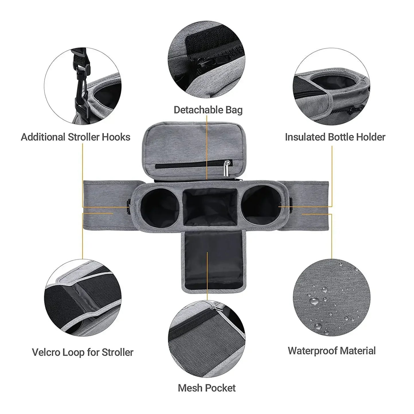 Hanging stroller bag for easy access baby items