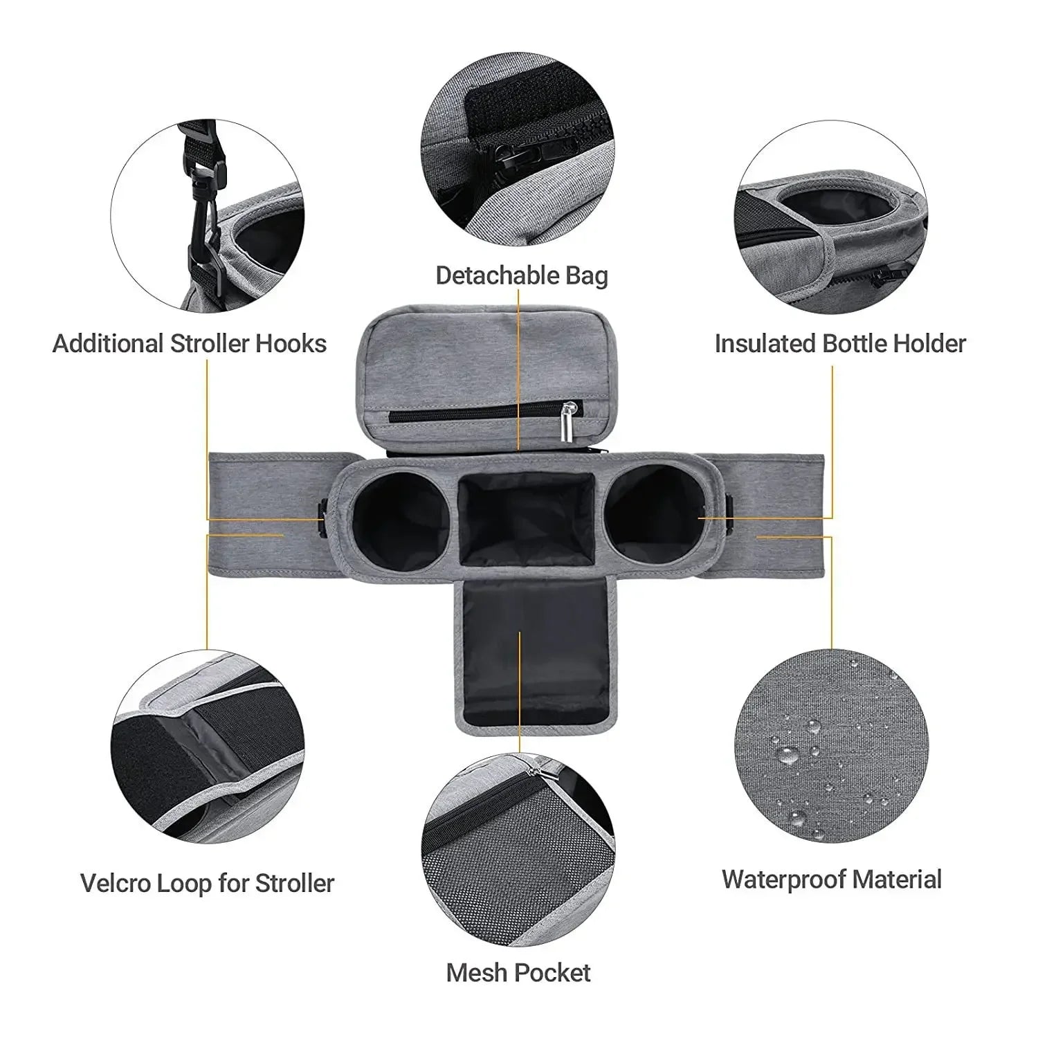 Hanging stroller bag for easy access baby items