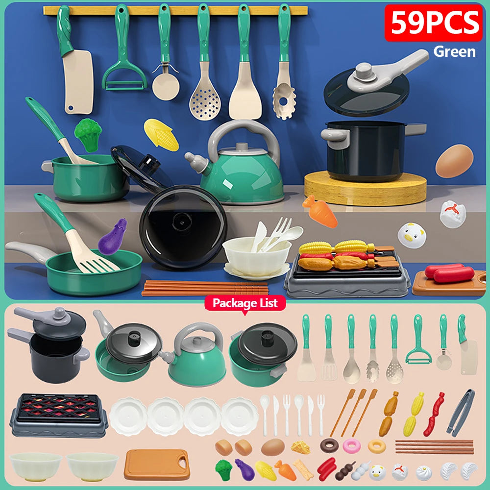 Complete cooking play set for toddlers with realistic kitchen tools