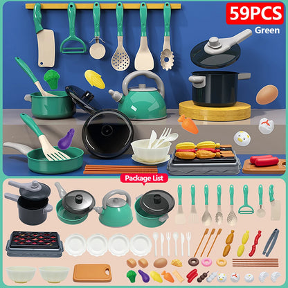 Complete cooking play set for toddlers with realistic kitchen tools