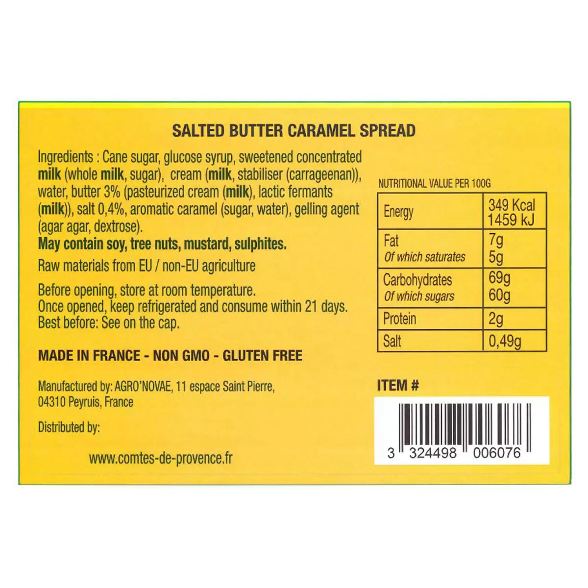 Comtes De Provence Salted Butter Caramel Spread 750g – Rich, creamy caramel spread perfect for toast or desserts.