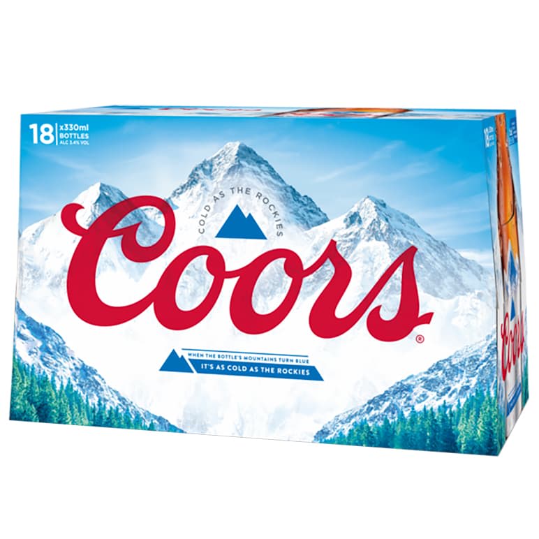 Coors lager beer 18 x 330ml refreshing can pack
