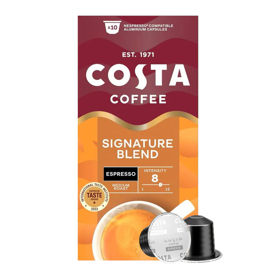 Costa Signature Blend Espresso Capsules – 10x10 Pack for Café-Quality Coffee