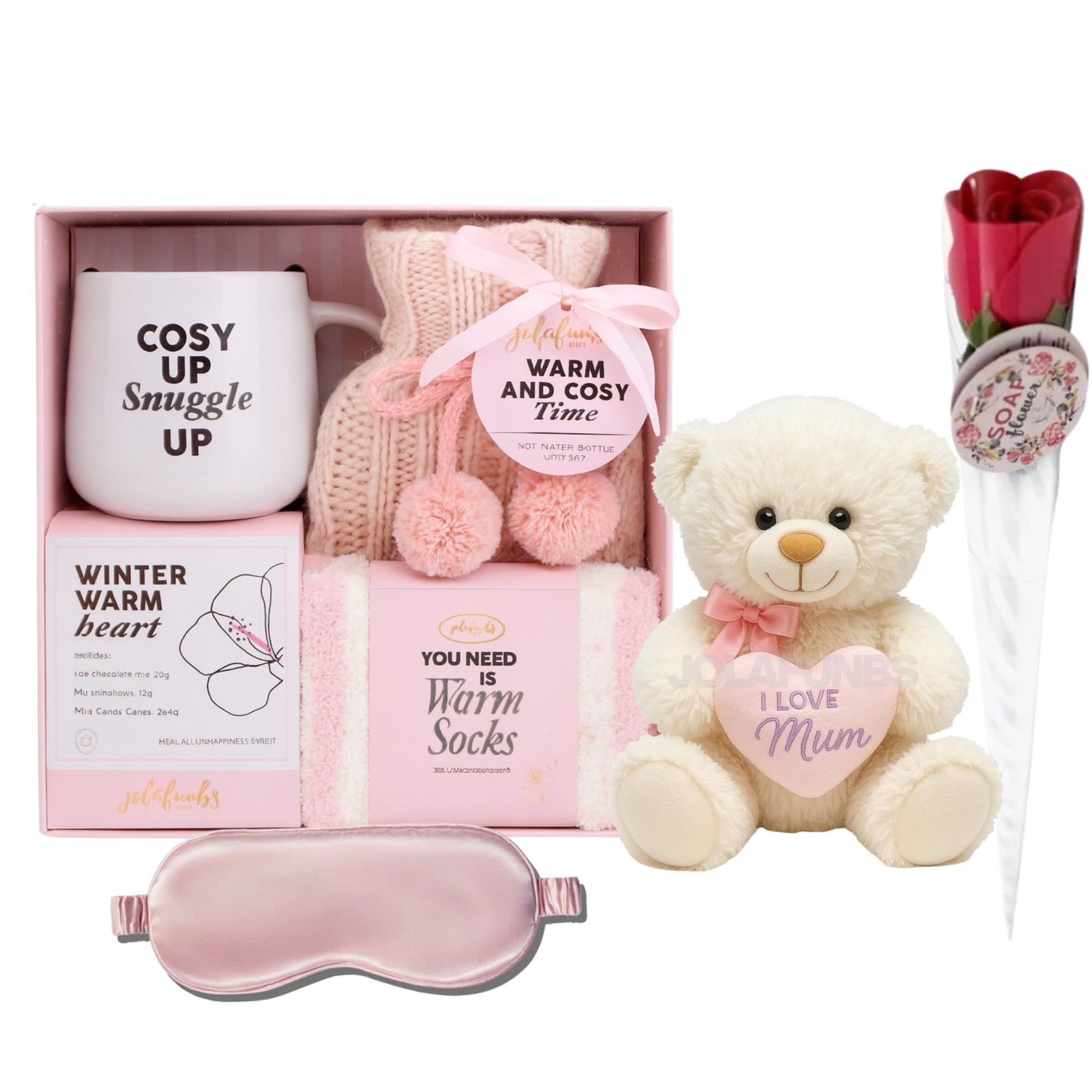 Cosy hot water bottle gift set with soft teddy plush