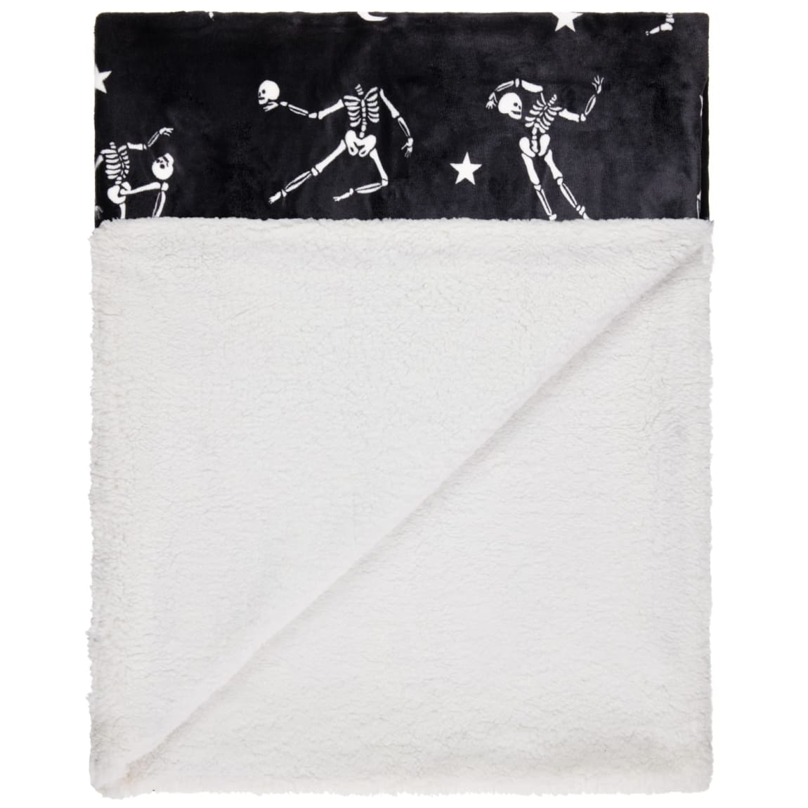 Halloween Nights Skeleton Sherpa Throw 120x150cm, perfect for snuggling